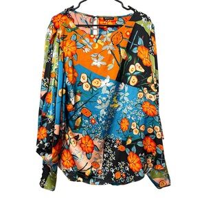 WHY-DRESS  Dolman Sleeve Top Orange Blue Green XXL